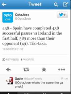 'What's the score though?' 1 Irishman's answer for the Spain-Ireland passing figures