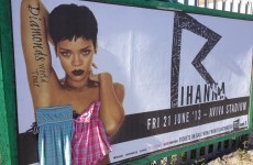 Someone has been stapling dresses to Rihanna's naked Dublin billboards