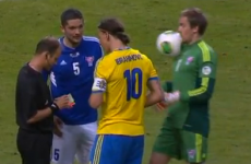 Zlatan throws ball in goalkeeper's face, because Zlatan is Zlatan
