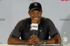 Tiger Woods giggled when a reporter asked him what he does to relax off the course