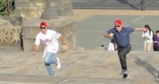 Rory McIlroy races his coach up The Rocky Steps in Philadelphia