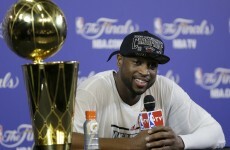 A classic GIF of a tipsy Dwyane Wade arriving at his postgame press conference