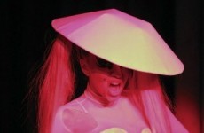 Lady Gaga models for Mugler in Paris