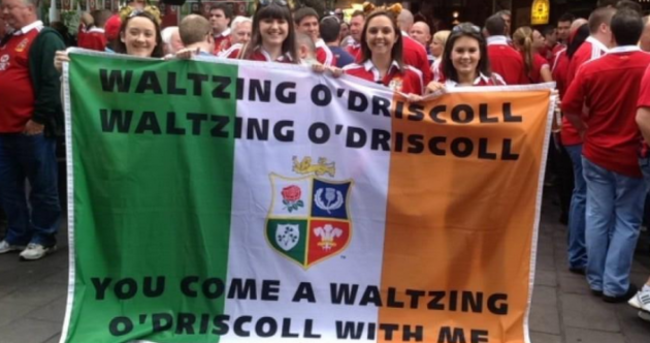Irish Lions supporters crack out amazing 'Waltzing O'Driscoll' flag Down Under