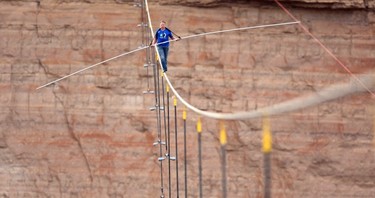 Tightrope walker survives 200-meter fall