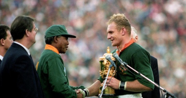 18 years ago, Mandela wore a Springbok jersey to present the Rugby World Cup
