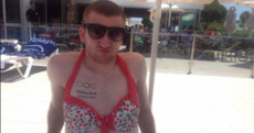 Olympic boxer Paddy Barnes shows off a rather fetching bikini in Portugal
