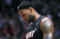 Watch: LeBron nails team-mate Bosh in the face with ball, Miami capitulate