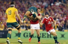 Rugby bully George North lifts Folau onto his shoulders and takes him for a ride