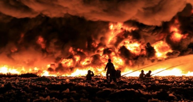 Over 150 firefighters tackle blaze in plastic factory