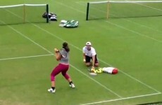 Tennis star hits 14 backhands in 14 seconds to warm up