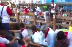 New York Jets coach Rex Ryan escapes a bull in Pamplona