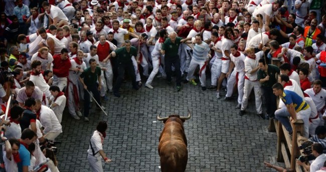 In pictures: The third Pamplona bull run with protests but minus gorings