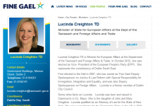 Now you see her...Creighton disappears from Fine Gael website