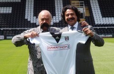 Mohamed Al Fayed greeted Fulham's new owner wearing a fake moustache