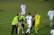 Watch: Player sees red after tackling streaker