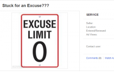 Dublin guy sells excuses for €2.99 on Adverts.ie