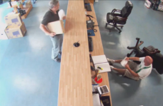 Irish guy mortifyingly falls off chair at work