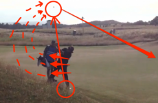 Phil Mickelson practices his backwards chip 'trick shot' before the Open