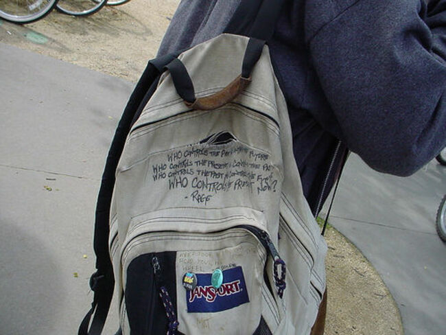 written-on backpack