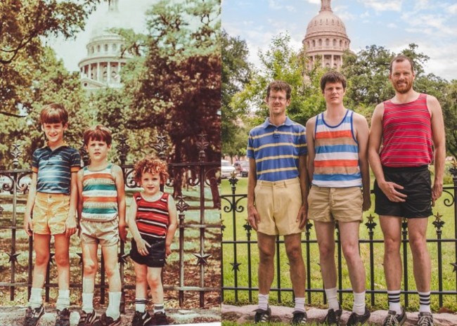 1984 and 2013 - 29 years later, my brothers and I recreated our family vacation photo at the Texas State Capitol - Imgur