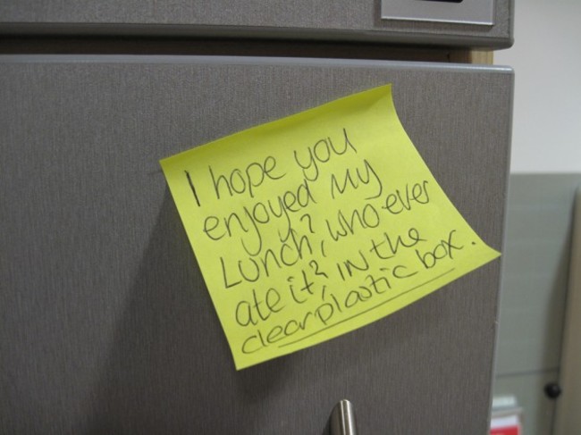 Postit on the shared office fridge