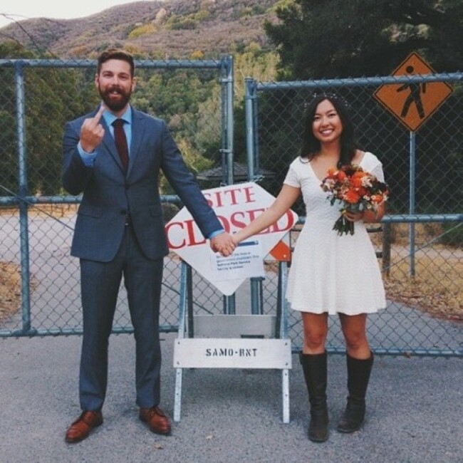 My friends were supposed to get married in Yosemite this weekend. Thanks to the Government shut down they had to reschedule last minute. They just posted this pic. - Imgur