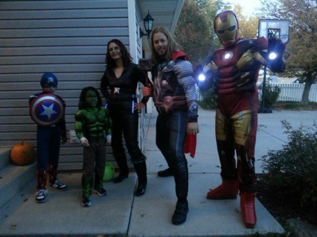 Avengers Assemble!!! My family (and random Cap who joined us) for Halloween - Imgur