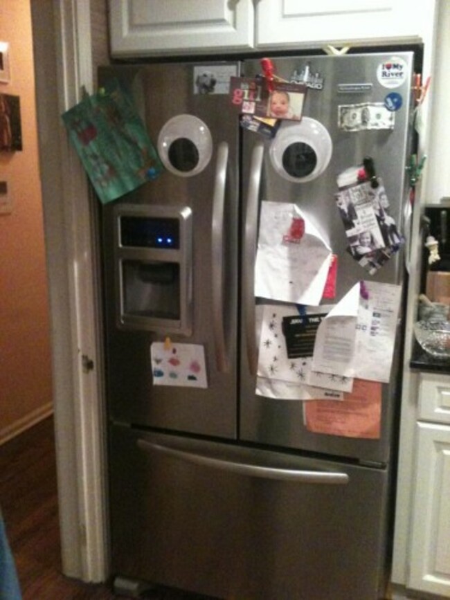 I put giant googly eyes on my fridge thinking it would be funny... Now I just feel like it's judging my eating habits. - Imgur