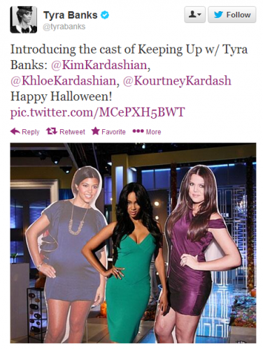 Tyra Banks dressed up as another pretty brunette for Halloween. BORING.