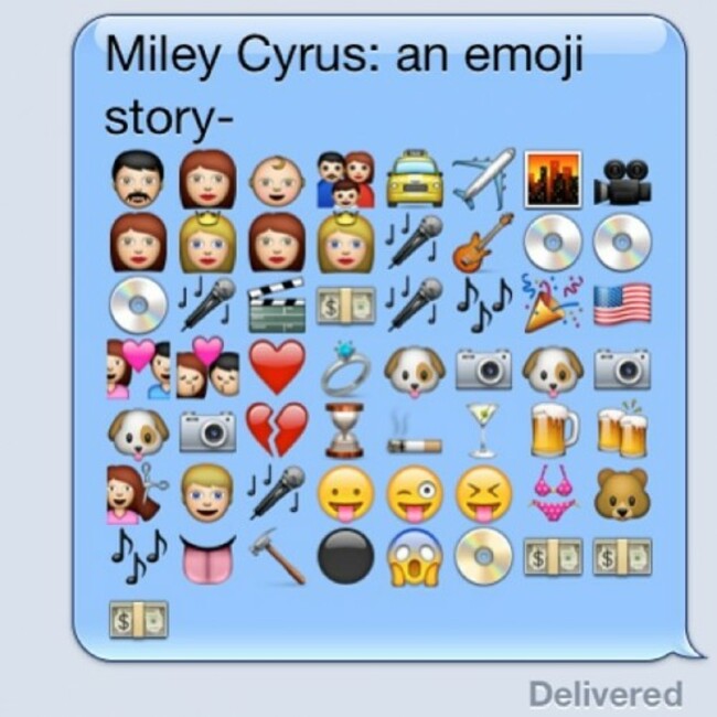 My boyfriend wrote the biography of Miley Cyrus in emoji - Imgur