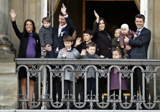 Queen Margrethe appears on the balcony of Amalienborg Palace