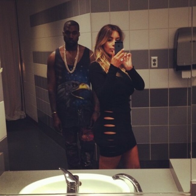 Bathroom selfie right before Yeezus hits the stage