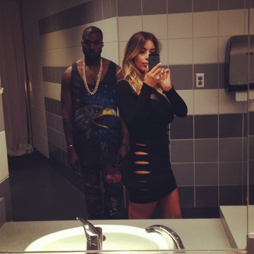 Bathroom selfie right before Yeezus hits the stage