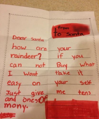 My Daughter's Letter to Santa - Imgur