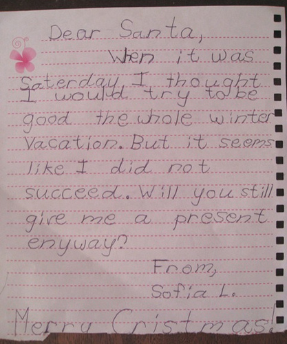 Dear Santa letter