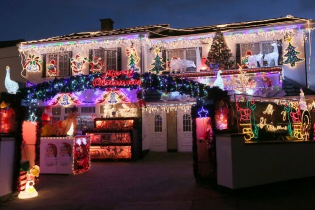 Christmas lights. Des Murphy's home in