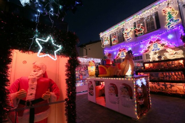 Christmas lights. Des Murphy's home in