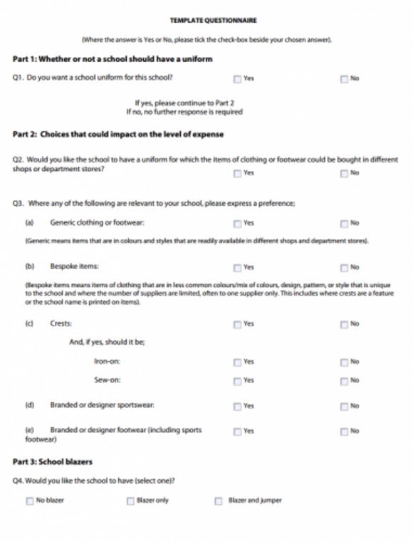 This Is The School Uniform Questionnaire Parents Are Being Sent