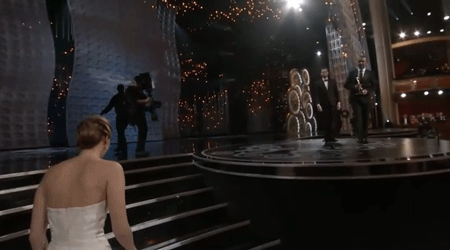 I love Jennifer Lawrence so much! You guys are just standing up because I fell and you feel bad... that's really embarrassing - Imgur