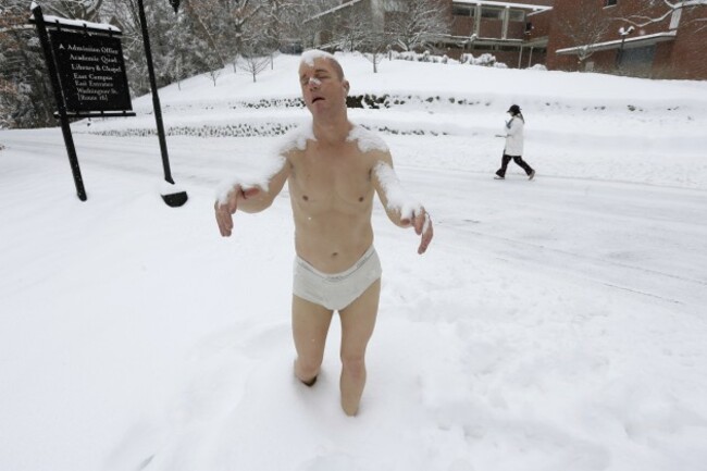 Man in Underwear Statue