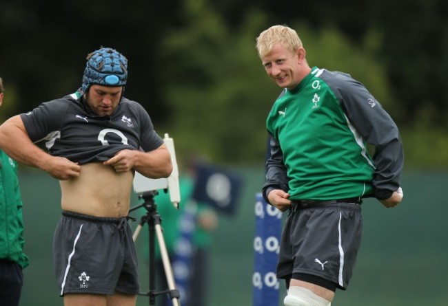 Sean O'Brien and Leo Cullen during training