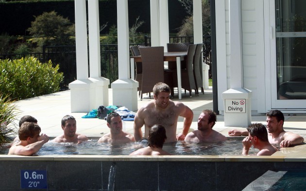 Irish players relax in the pool after training 20/9/2011