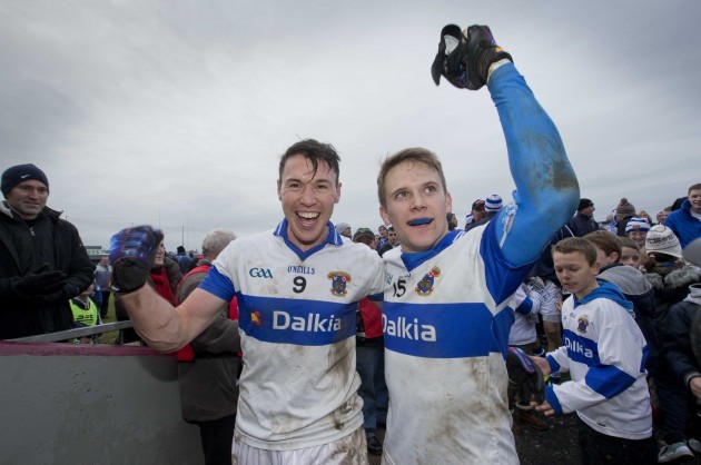 Eamon Fennell and Tomas Quinn celebrate after the game