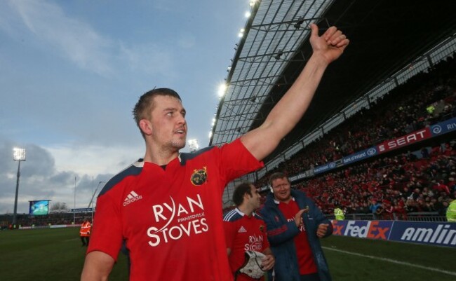 Dave Foley celebrates after the game