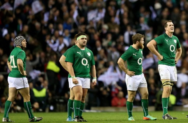 Issac Boss, Martin Moore, Gordon D'Arcy and Devin Toner dejected