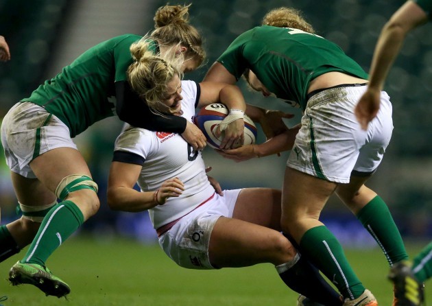Rachael Burford is tackled