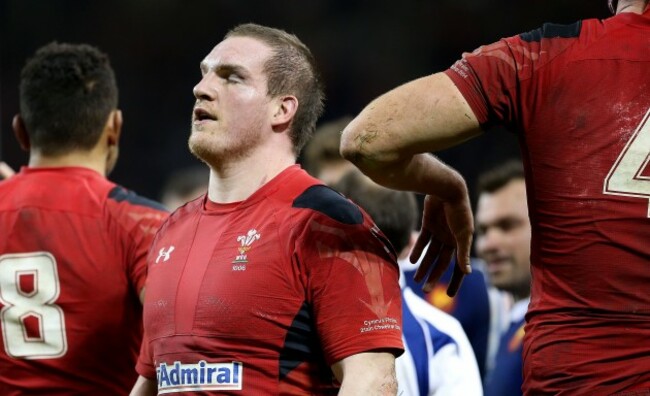 Gethin Jenkins dejected after being yellow carded