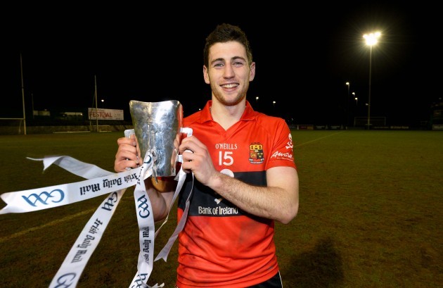 Paul Geaney celebrates winning with the Sigerson Cup