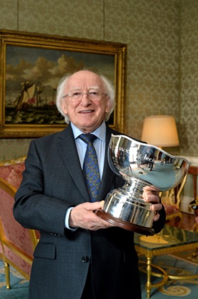 St Patrick's Athletic and Sligo Rovers Captains meet the President of Ireland Michael D. Higgins